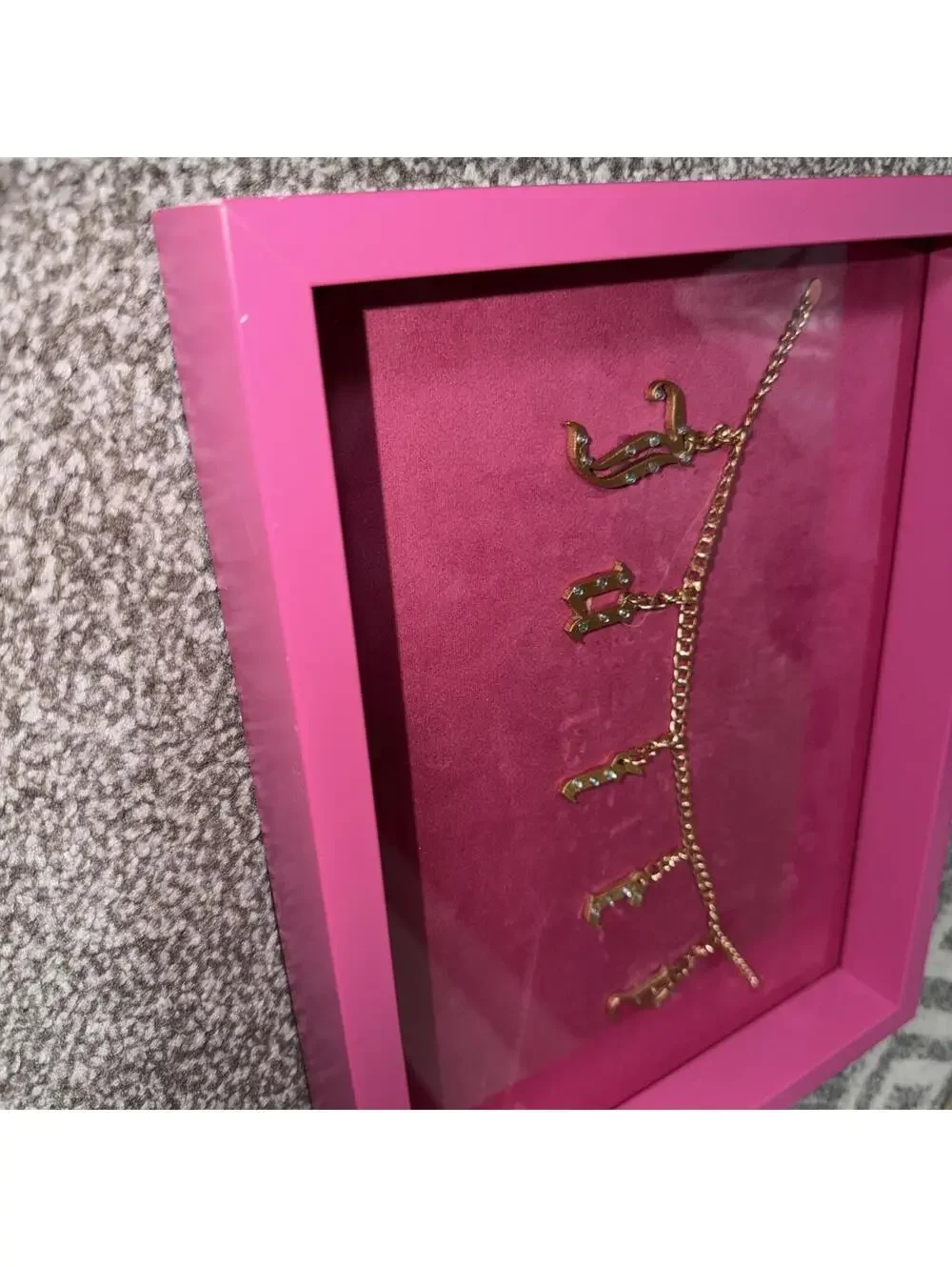 Juicy Couture Trinket Tray Hot Pink Glass Jewelry Vanity Decor 13x10